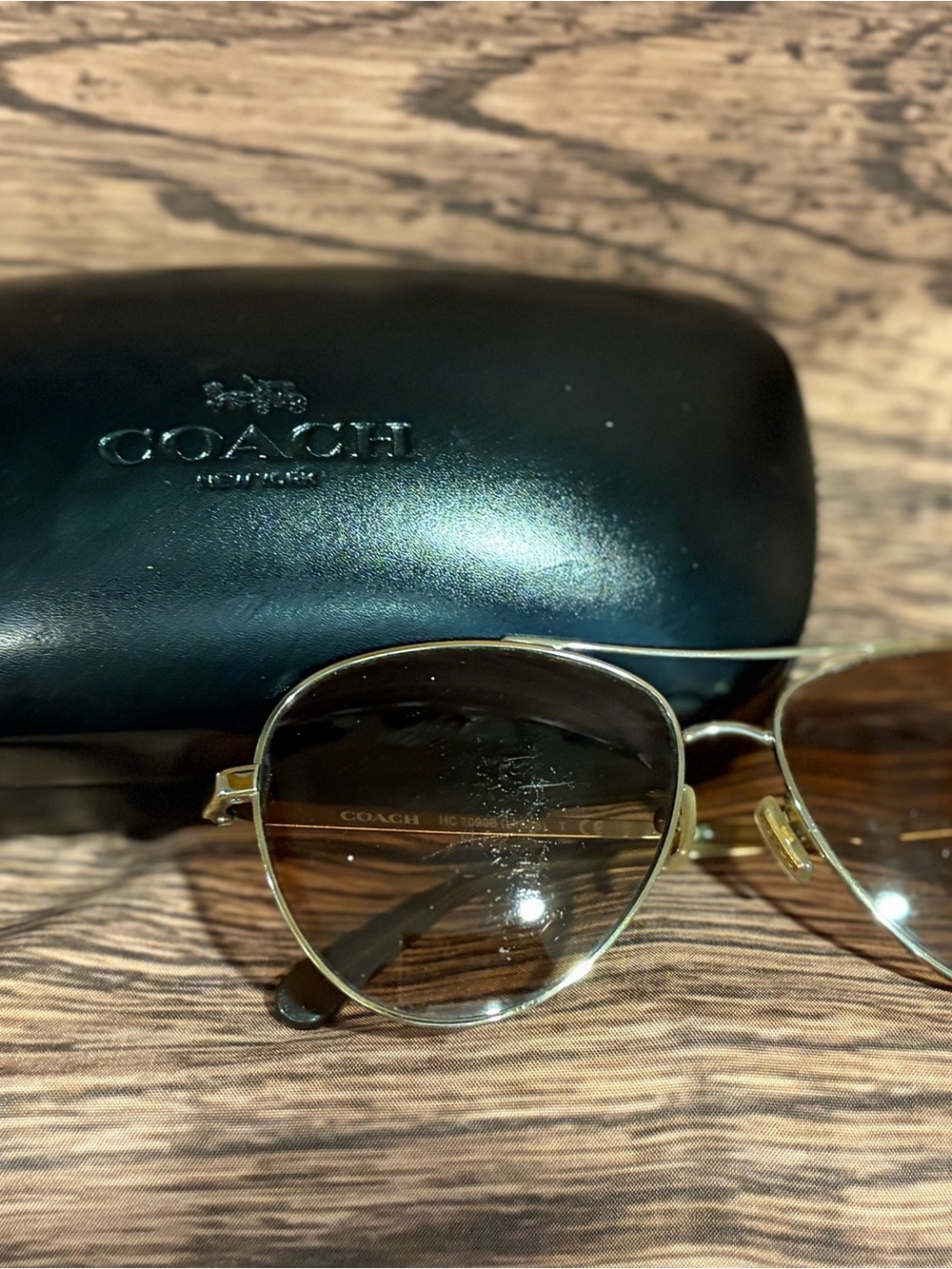 Coach Gold Sunglasses with Brown Gradient Lenses